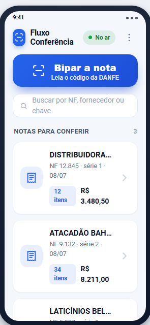 Tela do Fluxo Conferência
